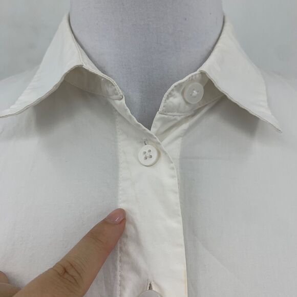 Athleta Shirt Womens XS Extra Small Ivory Button Front Quarter Sleeve Poplin - Picture 5 of 15